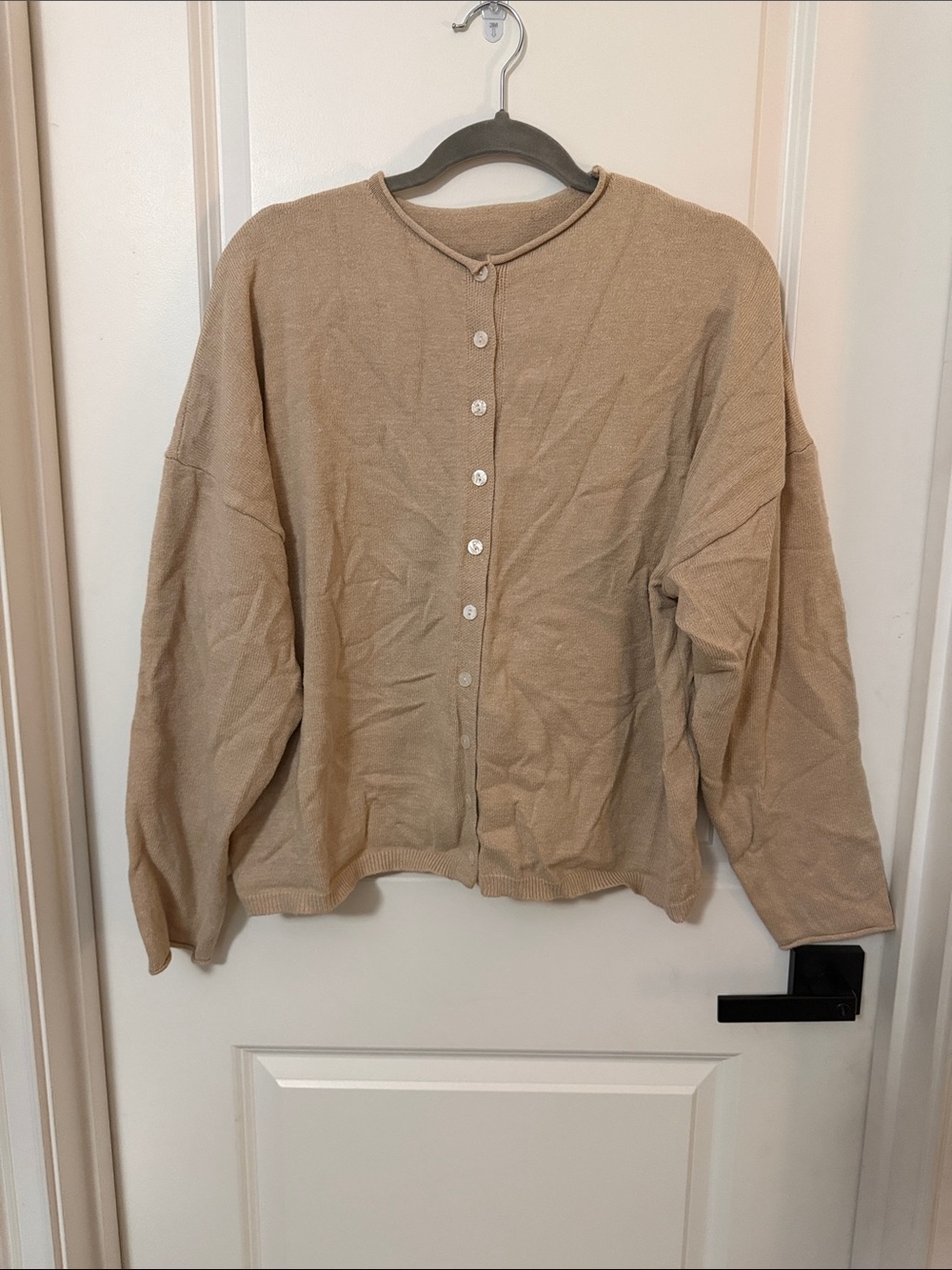 Classic Cream Button-Front Women's Cardigan Sweater